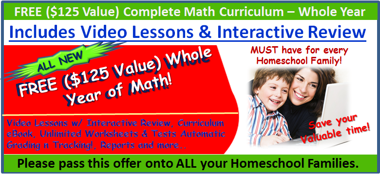 Free 1-Year Math Curriculum w/ Video Lessons