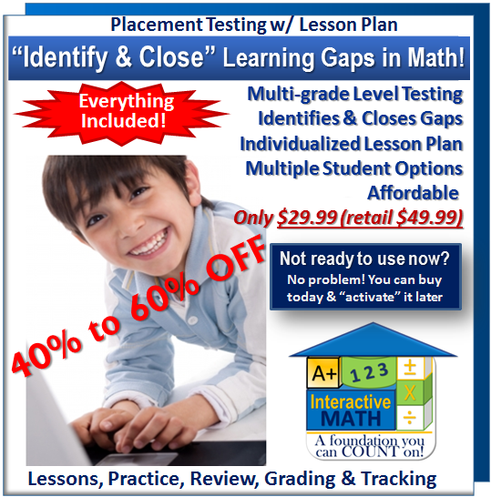 Adaptive Math Placement Test w/ Lesson Plan